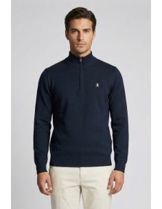 Refrigue lupetto in misto viscosa con mezza zip e logo 2811w00180 [e4b4afee]