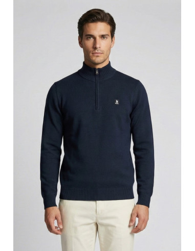 Refrigue lupetto in misto viscosa con mezza zip e logo 2811w00180 [e4b4afee]