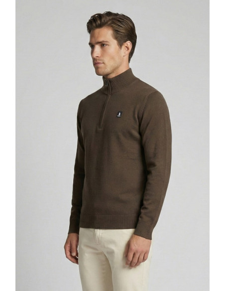 Refrigue lupetto in misto viscosa con mezza zip e logo 2811w00180 [ff8efb0e]