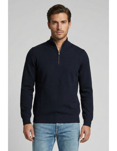 Nerovago lupetto mezza zip in misto viscosa 750002 [6774d21e]