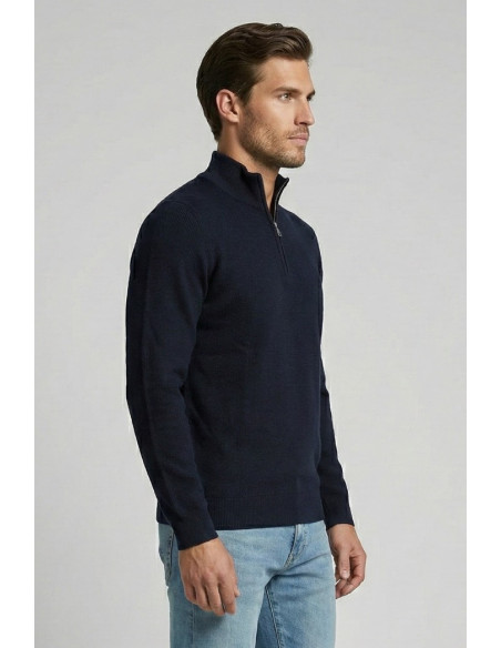 Nerovago lupetto mezza zip in misto viscosa 750002 [be529113]