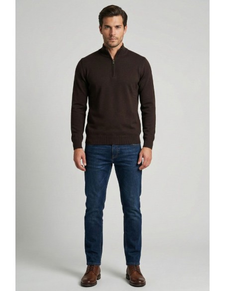 Nerovago lupetto mezza zip in misto viscosa 750002 [ce0300e4]