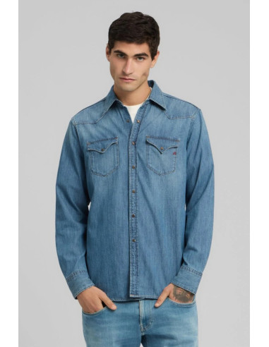 Replay camicia western in denim M4023T.000.26C.94A [34498af7]