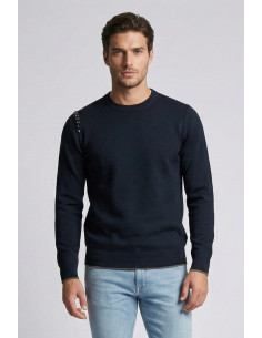 Nerovago maglia girocollo con inserti e toppe 750392 [441c3590]