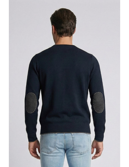 Nerovago maglia girocollo con inserti e toppe 750392 [9d3a769d]
