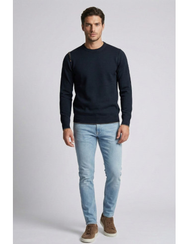 Nerovago maglia girocollo con inserti e toppe 750392 [2a27b799]