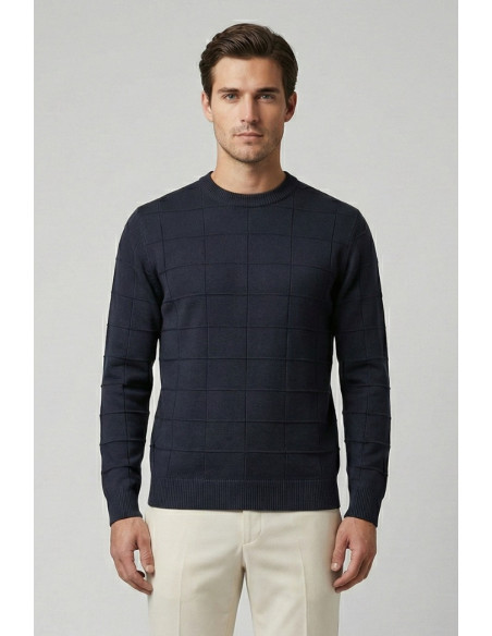 Nerovago maglia girocollo con lavorazione a quadri 750151 [b541c2b3]