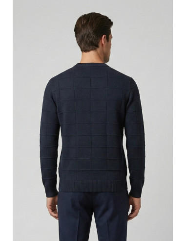 Nerovago maglia girocollo con lavorazione a quadri 750151 [6c6781be]
