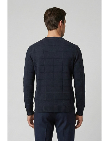 Nerovago maglia girocollo con lavorazione a quadri 750151 [6c6781be]