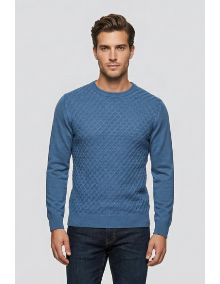 Nerovago maglia girocollo in misto viscosa con intarsi 750361 [f5249382]