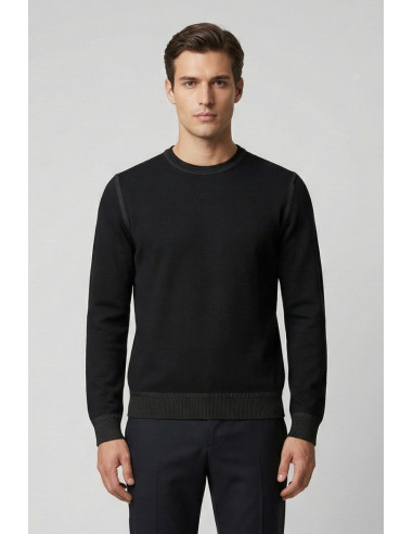 Nerovago maglia girocollo in misto viscosa con contrasti 750051 [f547900f]