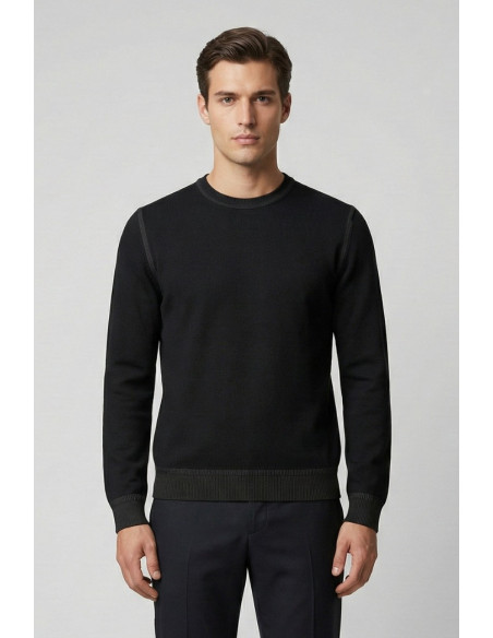 Nerovago maglia girocollo in misto viscosa con contrasti 750051 [f547900f]