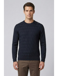 Nerovago maglia girocollo in misto viscosa con lavorazione a rombi 750091 [2d794ac4]