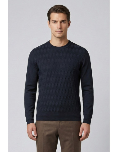 Nerovago maglia girocollo in misto viscosa con lavorazione a rombi 750091 [2d794ac4]