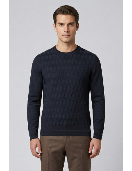 Nerovago maglia girocollo in misto viscosa con lavorazione a rombi 750091 [2d794ac4]