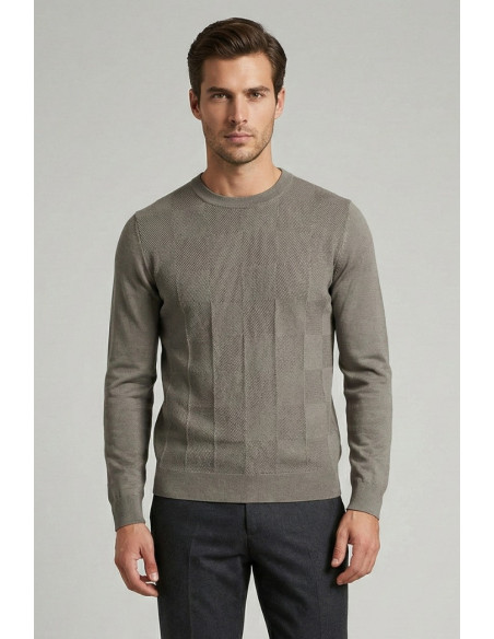 Nerovago maglia girocollo in misto viscosa con lavorazione a quadri 750161 [8a0c1e7a]