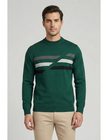 Datch maglia girocollo in misto viscosa con inserti DM9078 [a0961bf2]