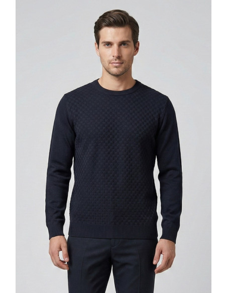 Nerovago maglia girocollo lavorata a quadri 750211 [89c9aac1]