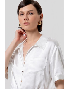 Fracomina camicia cropped in raso con nodo fr26st6036w41101 [e788d12f] 2