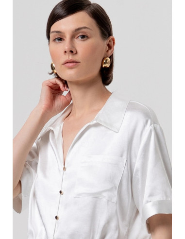 Fracomina camicia cropped in raso con nodo fr26st6036w41101 [3eae9222]