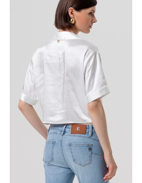 Fracomina camicia cropped in raso con nodo fr26st6036w41101 [89b35326]