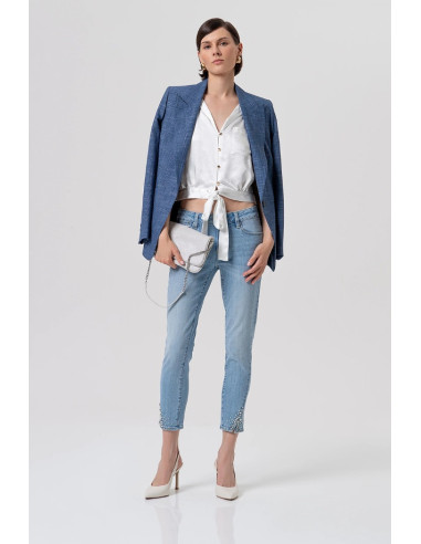 Fracomina camicia cropped in raso con nodo fr26st6036w41101 [8ce31438]