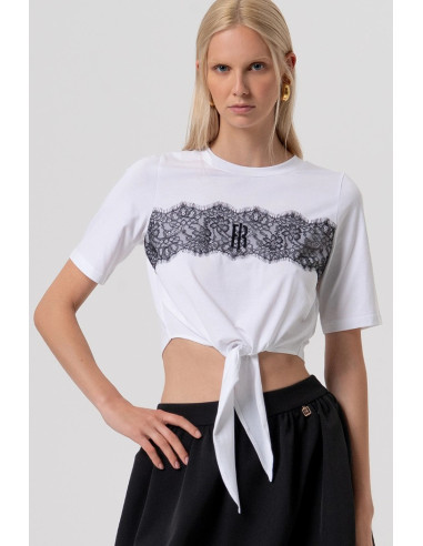 Fracomina t-shirt cropped in jersey con nodo fr26st3028j401g1 [09731295]