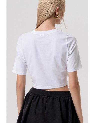 Fracomina t-shirt cropped in jersey con nodo fr26st3028j401g1 [6748909c]