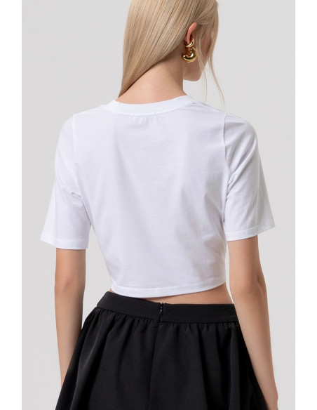 Fracomina t-shirt cropped in jersey con nodo fr26st3028j401g1 [6748909c]