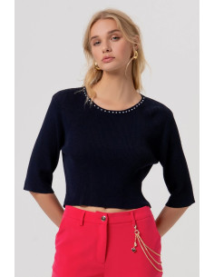 Fracomina maglia cropped a costine fr26st7008k52401 [ca3e603d]