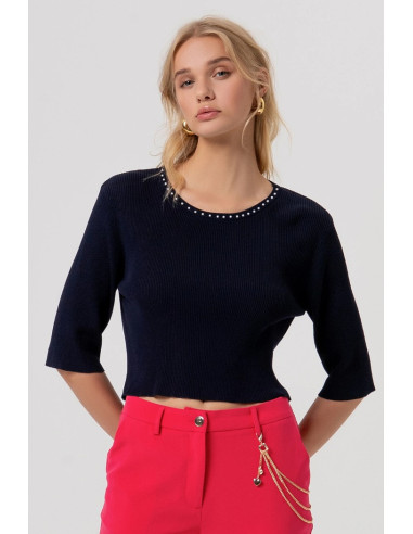 Fracomina maglia cropped a costine fr26st7008k52401 [ca3e603d]
