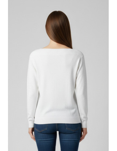 Fresh Flower maglia in misto viscosa con scollo a barchetta ff604 [7b6aa3a3]