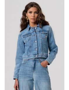Fracomina giacca regular in denim con lavaggio chiaro fp26sj4001d45003 [dcd749c4]