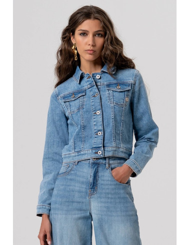 Fracomina giacca regular in denim con lavaggio chiaro fp26sj4001d45003 [dcd749c4]