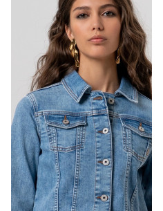 Fracomina giacca regular in denim con lavaggio chiaro fp26sj4001d45003 [dcd749c4] 2