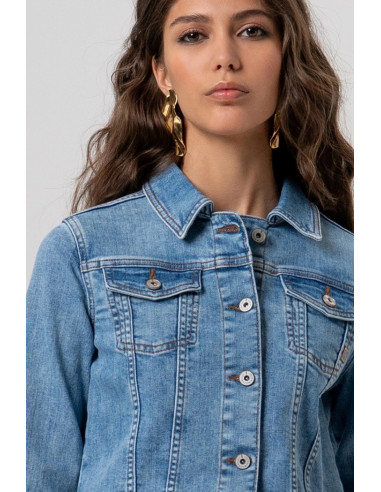 Fracomina giacca regular in denim con lavaggio chiaro fp26sj4001d45003 [05f10ac9]