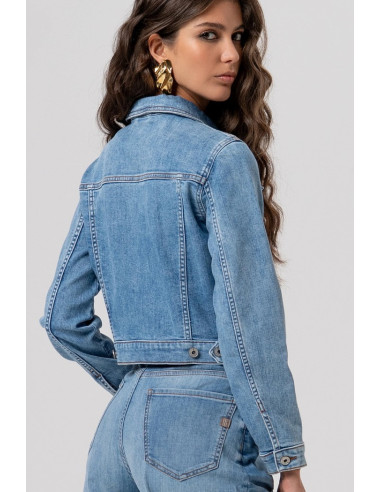Fracomina giacca regular in denim con lavaggio chiaro fp26sj4001d45003 [b2eccbcd]