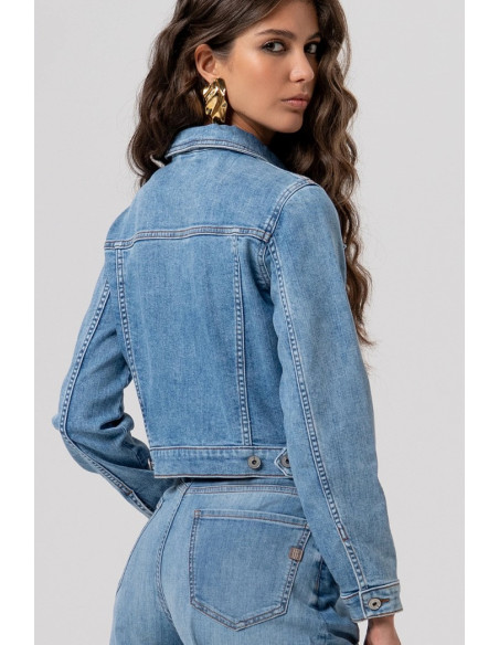 Fracomina giacca regular in denim con lavaggio chiaro fp26sj4001d45003 [b2eccbcd]