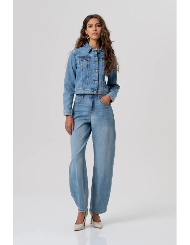 Fracomina giacca regular in denim con lavaggio chiaro fp26sj4001d45003 [b7bc8cd3]