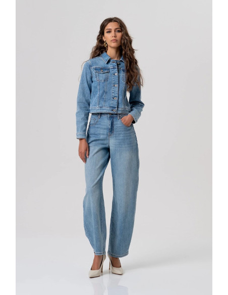 Fracomina giacca regular in denim con lavaggio chiaro fp26sj4001d45003 [b7bc8cd3]