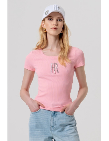Fracomina t-shirt slim a costine fp26st3001j42701 [949b058b]