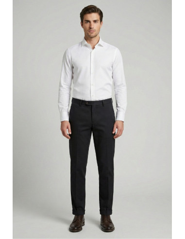 Squad2 pantalone chino con trama diagonale e risvolto Napoli126092 [295b2e1c]
