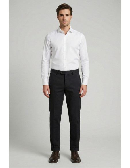 Squad2 pantalone chino con trama diagonale e risvolto Napoli126092 [295b2e1c]