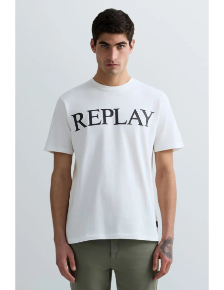 Replay t-shirt girocollo in jersey di cotone con stampa lettering m3099-2660 [6cef155c]