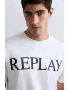 Replay t-shirt girocollo in jersey di cotone con stampa lettering m3099-2660 [6cef155c] 2