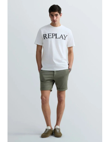 Replay t-shirt girocollo in jersey di cotone con stampa lettering m3099-2660 [69bf5242]