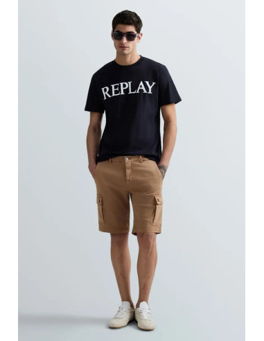 Replay t-shirt girocollo in jersey di cotone con stampa lettering m3099-2660 [f2a1e844]