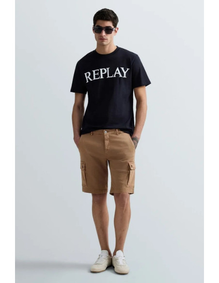 Replay t-shirt girocollo in jersey di cotone con stampa lettering m3099-2660 [f2a1e844]