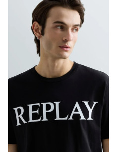 Replay t-shirt girocollo in jersey di cotone con stampa lettering m3099-2660 [47edadd0] 2