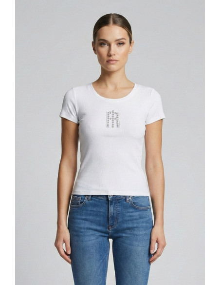 Fracomina t-shirt slim a costine fp26st3001j42701 [31eabb53]